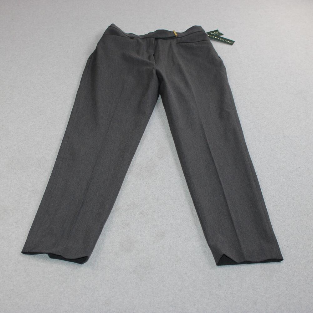 Lauren Ralph Pants Women 6 Petite Gray Straight Stretch Office Heritage Career
